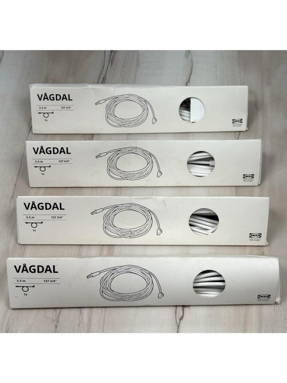 Lot 4 IKEA White 137-3/4" 3.5m VAGDAL Connection Cord 704.636.00 NIP NEW